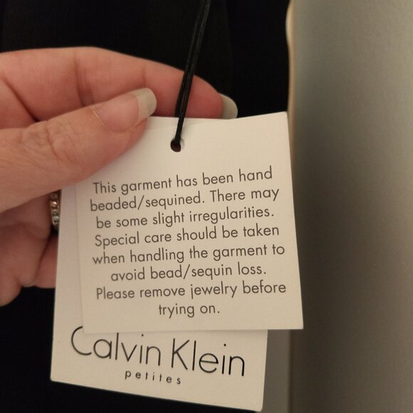 Calvin Klein Faux Pearl Trim Black Sheath Dress - Picture 10 of 10